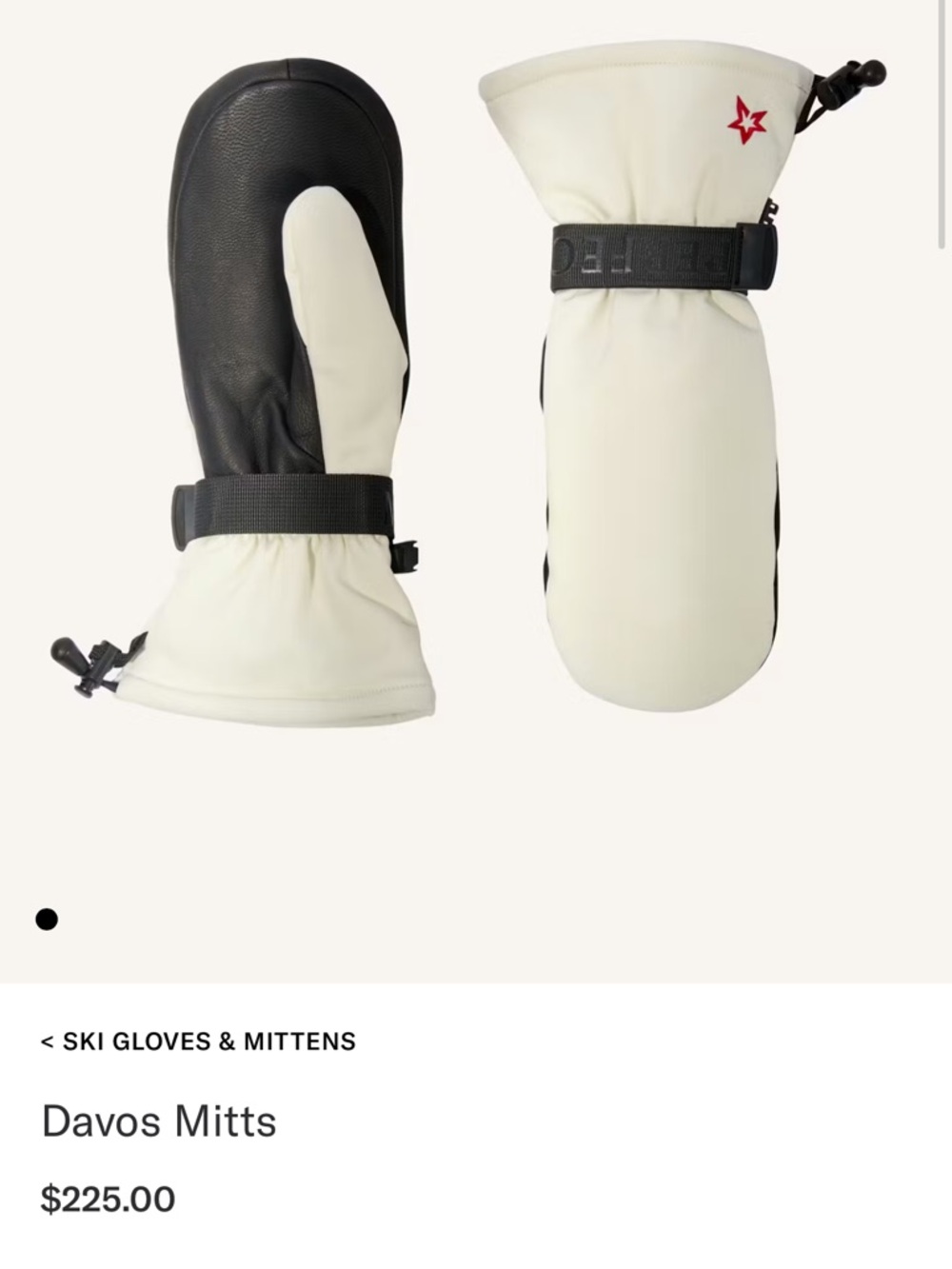 Perfect Moment Davos Mitts in White & Black with Red Star New One Size.